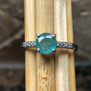 Natural Green Emerald, Diamond 925 Solid Sterling Silver Engagement Ring Size 6, 7, 8, 9 - Natural Rocks by Kala