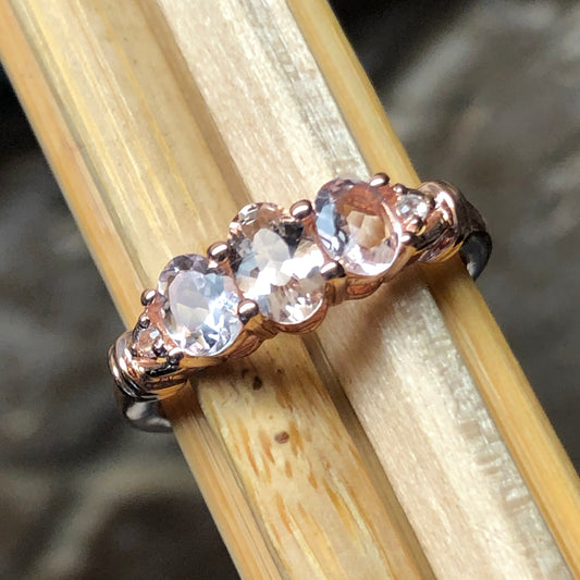 Natural Peach Morganite 14k Rose Gold Over Sterling Silver Engagement Ring Size 6, 7.25, 8, 9 - Natural Rocks by Kala