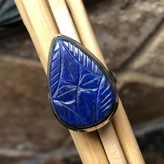 Natural Blue Lapis Lazuli 925 Solid Sterling Silver Ring Size 7.25 - Natural Rocks by Kala