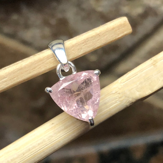 Natural 2.5ct Pink Morganite 925 Sterling Silver Pendant 20mm - Natural Rocks by Kala