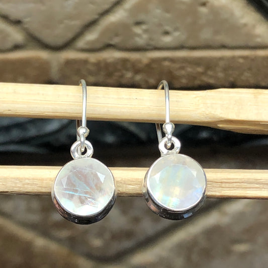 Natural Rainbow Moonstone 925 Solid Sterling Silver Earrings 25mm - Natural Rocks by Kala