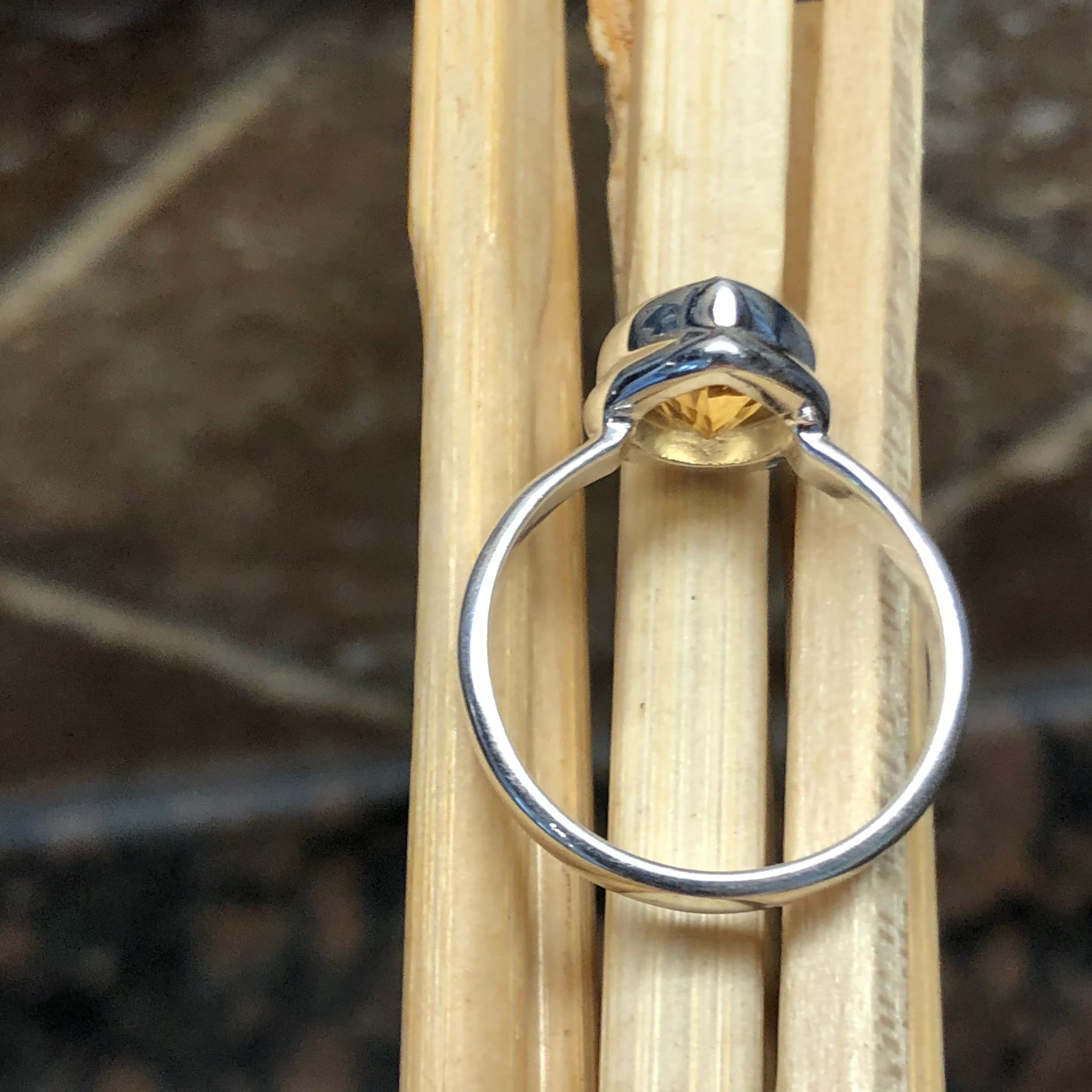Natural 2ct Golden Citrine 925 Solid Sterling Silver Ring Size 7.75, 8.75, 9.25 - Natural Rocks by Kala