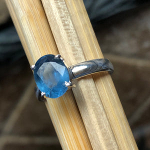 Natural Royal Blue Kyanite 925 Solid Sterling Silver Engagement Ring Size 6 - Natural Rocks by Kala