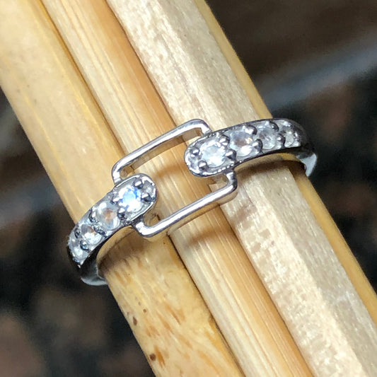 Genuine Rainbow Moonstone 925 Solid Sterling Silver Ring Size 5, 6, 7, 8, 9 - Natural Rocks by Kala