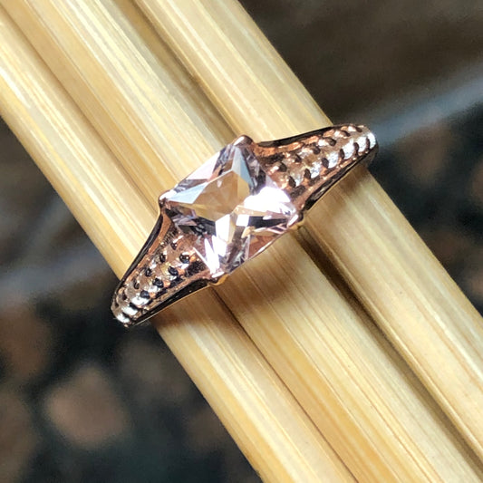 Natural 1ct Peach Morganite 14k Rose Gold Over Sterling Silver Engagement Ring Size 6, 7, 8, 9 - Natural Rocks by Kala