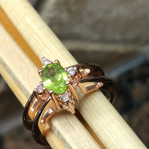 Natural 1.5ct Green Peridot, Tourmaline 925 Solid Sterling Silver