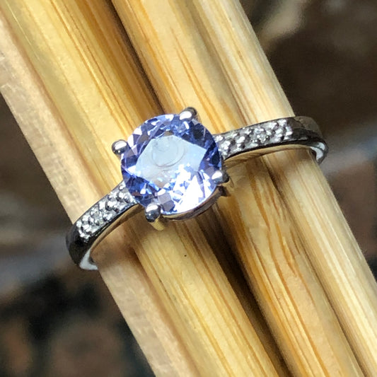 Natural 1ct Tanzanite 925 Solid Sterling Silver Engagement Ring Size 6, 7, 8, 9.25 - Natural Rocks by Kala