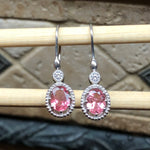 Natural 4ct Pink Tourmaline 925 Solid Sterling Silver Earrings 30mm - Natural Rocks by Kala
