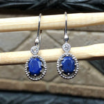 Genuine Blue Lapis Lazuli 925 Solid Sterling Silver Earrings 30mm - Natural Rocks by Kala