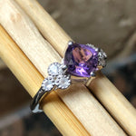 Natural 1ct Purple Amethyst, Moonstone 925 Solid Sterling Silver Engagement Ring Size 6, 7, 8, 9 - Natural Rocks by Kala