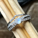 Genuine Rainbow Moonstone 925 Solid Sterling Silver Engagement Ring Size 6, 7, 8, 9 - Natural Rocks by Kala