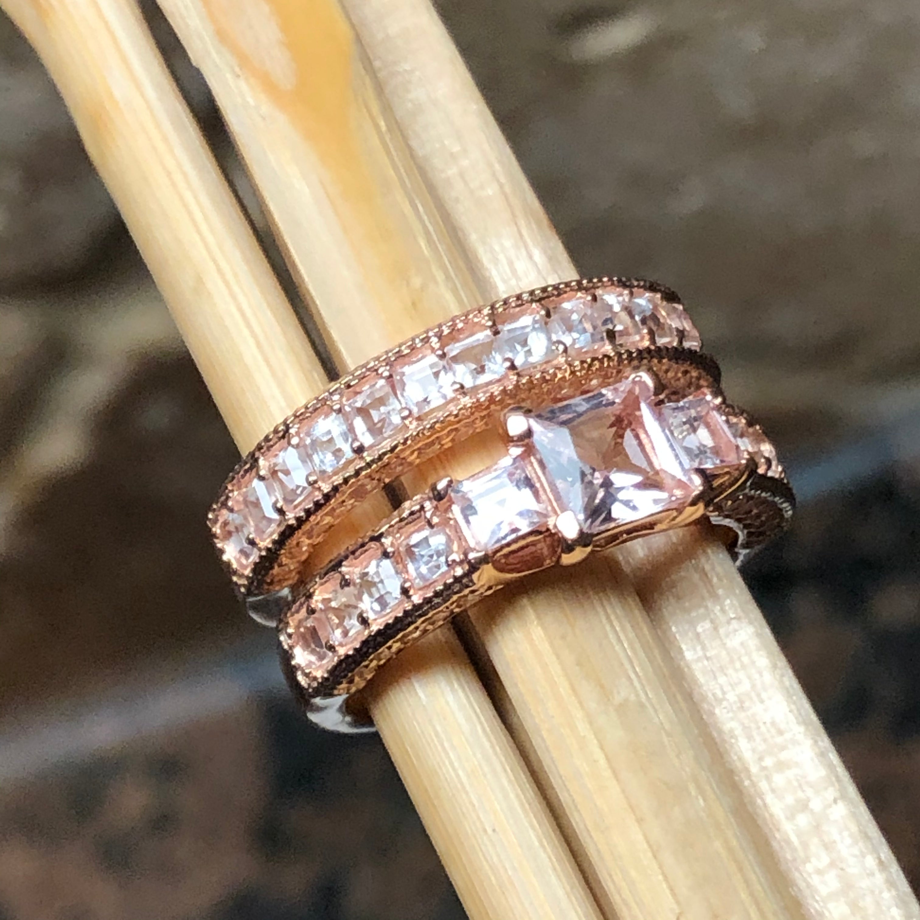 Natural 1ct Peach Morganite 14k Rose Gold Over Sterling Silver Engagement Ring Size 6, 7.25, 8.25, 9.25 - Natural Rocks by Kala