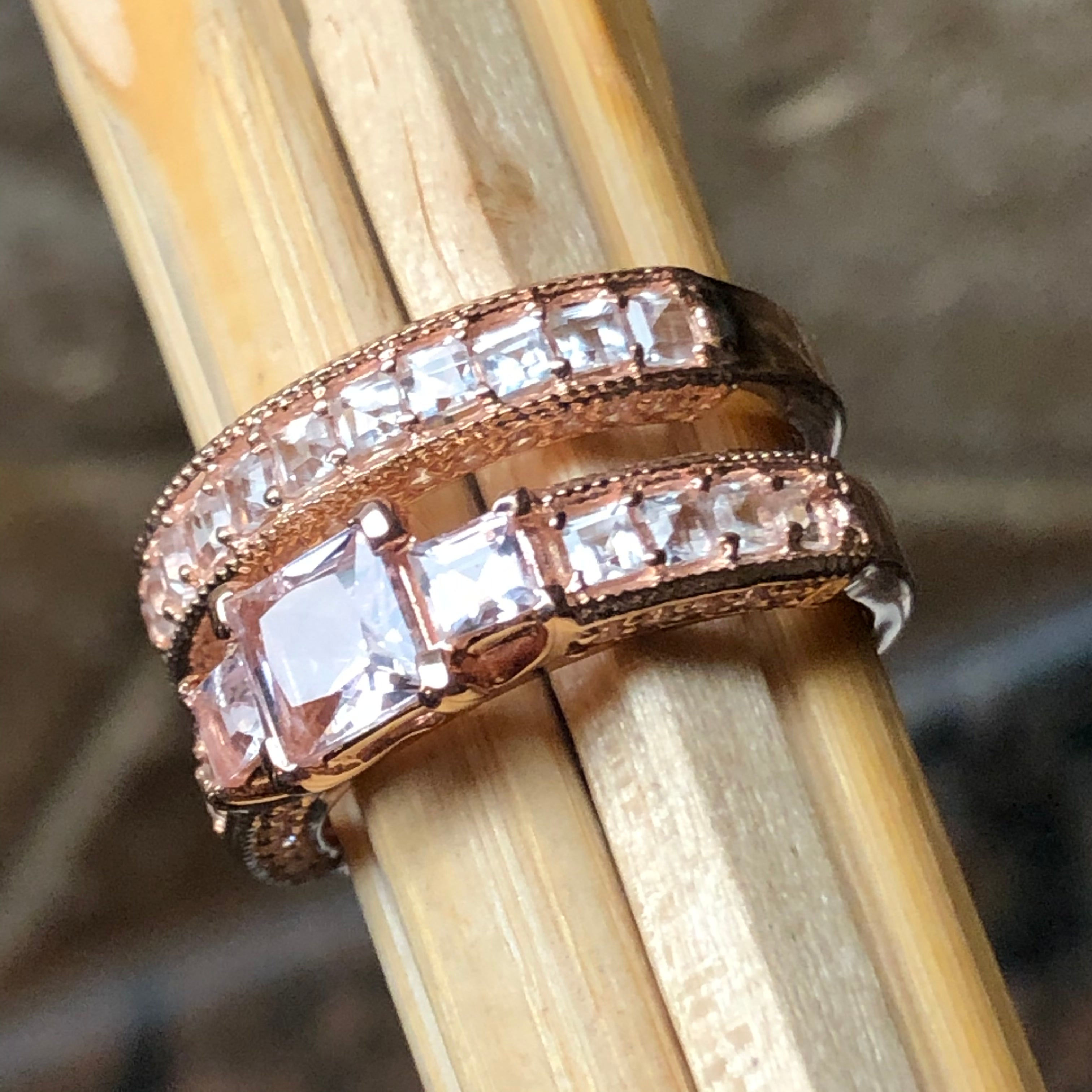 Natural 1ct Peach Morganite 14k Rose Gold Over Sterling Silver Engagement Ring Size 6, 7.25, 8.25, 9.25 - Natural Rocks by Kala