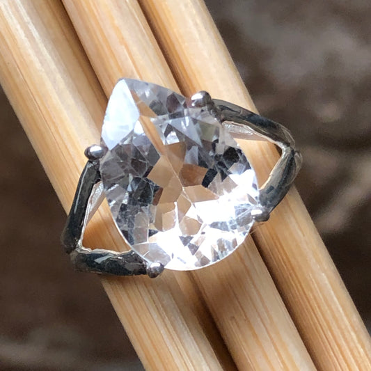 Natural 4ct White Quartz 925 Solid Sterling Silver Ring Size 6, 7, 8, 9 - Natural Rocks by Kala