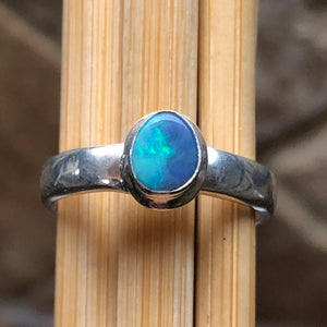 Genuine Australian Blue, Pink Opal 925 Solid Sterling Silver Engagement Ring Size 8.25 - Natural Rocks by Kala