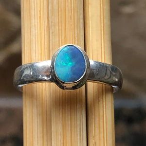 Genuine Australian Blue, Pink Opal 925 Solid Sterling Silver Engagement Ring Size 8.25 - Natural Rocks by Kala