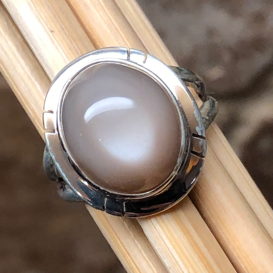 Natural Grey Orthoclase Moonstone 925 Sterling Silver Ring Size 9.5 - Natural Rocks by Kala