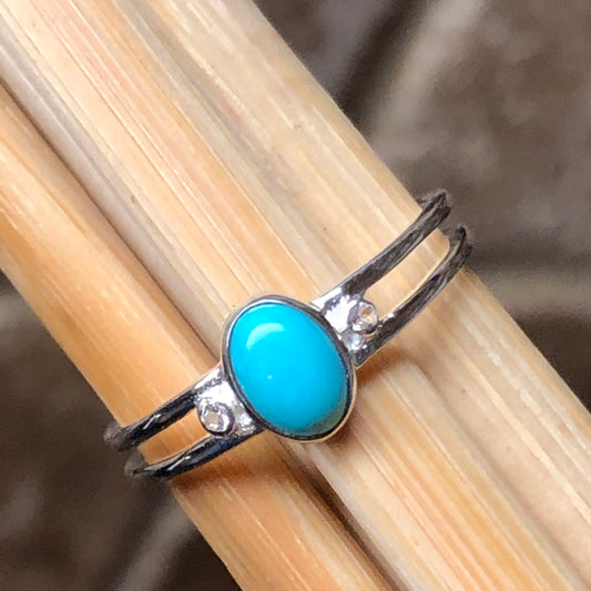 Natural Blue Turquoise 925 Solid Sterling Silver Engagement Ring Size 6, 7, 8, 9, 10 - Natural Rocks by Kala