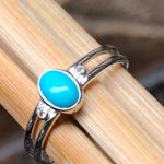 Natural Blue Turquoise 925 Solid Sterling Silver Engagement Ring Size 6, 7, 8, 9, 10 - Natural Rocks by Kala