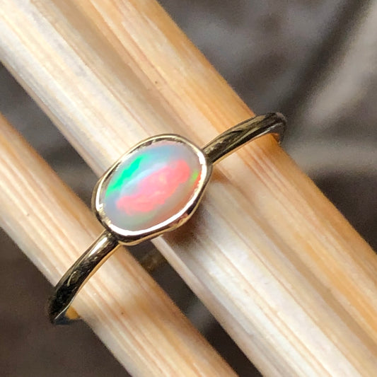 Natural Ethiopian Opal 14k Gold Over Sterling Silver Engagement Ring Size 6, 7, 8, 9, 10 - Natural Rocks by Kala