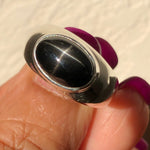 Genuine Black Star Diopside 925 Solid Sterling Silver Unisex Ring Size 7.75 - Natural Rocks by Kala