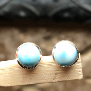 Natural Dominican Larimar 925 Solid Sterling Silver Earrings 7mm - Natural Rocks by Kala