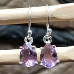 Genuine 4ct Amethyst 925 Solid Sterling Silver Earrings 24mm - Natural Rocks by Kala