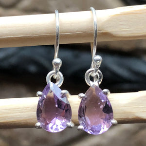 Genuine 4ct Amethyst 925 Solid Sterling Silver Earrings 24mm - Natural Rocks by Kala