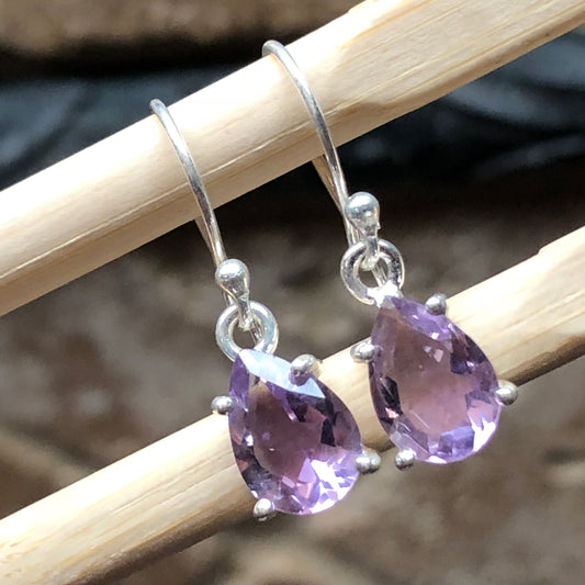 Genuine 4ct Amethyst 925 Solid Sterling Silver Earrings 24mm - Natural Rocks by Kala