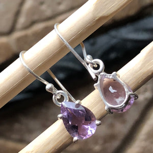 Genuine 4ct Amethyst 925 Solid Sterling Silver Earrings 24mm - Natural Rocks by Kala