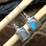Natural Blue Labradorite 925 Sterling Silver Earrings 25mm - Natural Rocks by Kala