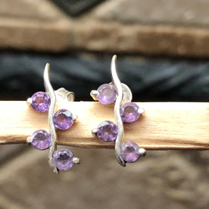 Natural Purple Amethyst 925 Solid Sterling Silver Earrings 17mm - Natural Rocks by Kala