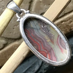 Natural Laguna Lace agate 925 Solid Sterling Silver Pendant 40mm - Natural Rocks by Kala