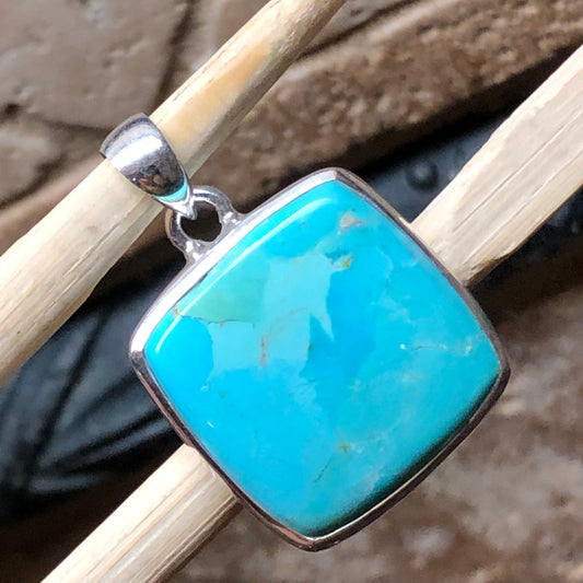 Blue Mohave Turquoise 925 Solid Sterling Silver Pendant 30mm - Natural Rocks by Kala