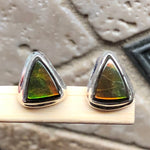 Natural Canadian Ammolite 925 Solid Sterling Silver Earrings 9mm - Natural Rocks by Kala