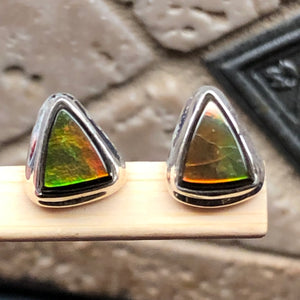 Natural Canadian Ammolite 925 Solid Sterling Silver Earrings 9mm - Natural Rocks by Kala