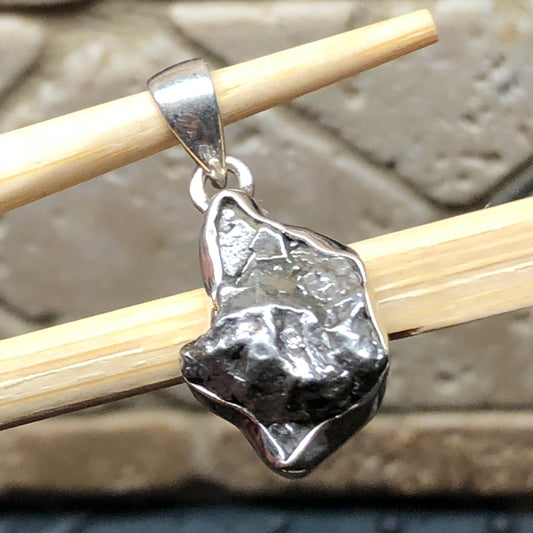 Natural Meteorite Campo Del Cielo 925 Solid Sterling Silver Unisex Pendant 27mm - Natural Rocks by Kala
