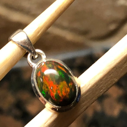 Genuine Chalama Black Opal 925 Solid Sterling Silver Pendant 18mm - Natural Rocks by Kala