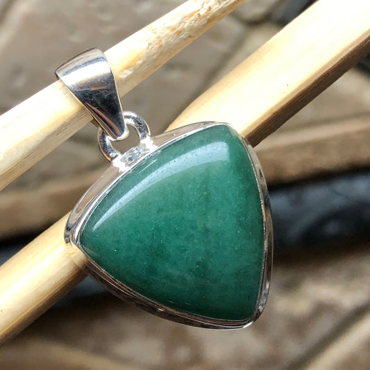 Natural Green Aventurine Jade 925 Solid Sterling Silver Pendant 28mm - Natural Rocks by Kala
