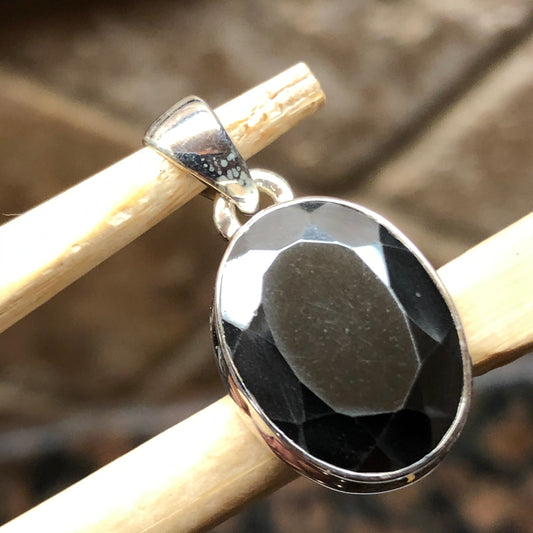 Natural Hematite 925 Solid Sterling Silver Pendant 25mm - Natural Rocks by Kala