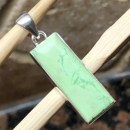 Natural Australian Lemon Chrysoprase 925 Sterling Silver Pendant 30mm - Natural Rocks by Kala