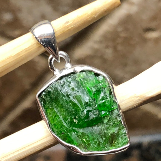 Natural Chrome Diopside 925 Sterling Silver Cluster Pendant 25mm - Natural Rocks by Kala