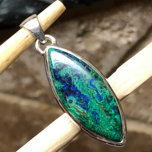 Natural Malachite in Azurite 925 Sterling Silver Pendant 35mm - Natural Rocks by Kala