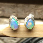 Natural Ethiopian Opal 925 Solid Sterling Silver Stud Earrings 7mm - Natural Rocks by Kala