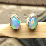 Natural Ethiopian Opal 925 Solid Sterling Silver Stud Earrings 7mm - Natural Rocks by Kala