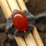 Natural Carnelian 925 Solid Sterling Silver Men's Ring Size 8, 9, 10, 11, 12 - Natural Rocks by Kala