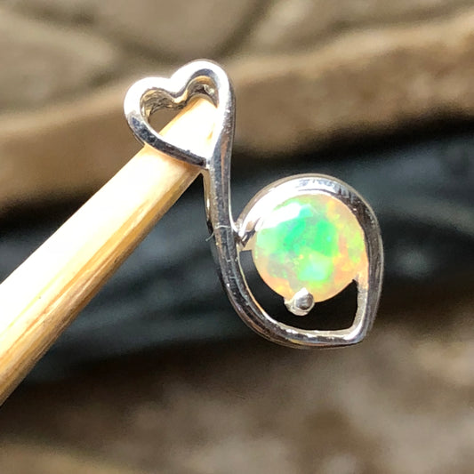 Genuine Ethiopian Opal 925 Solid Sterling Silver Pendant 15mm - Natural Rocks by Kala
