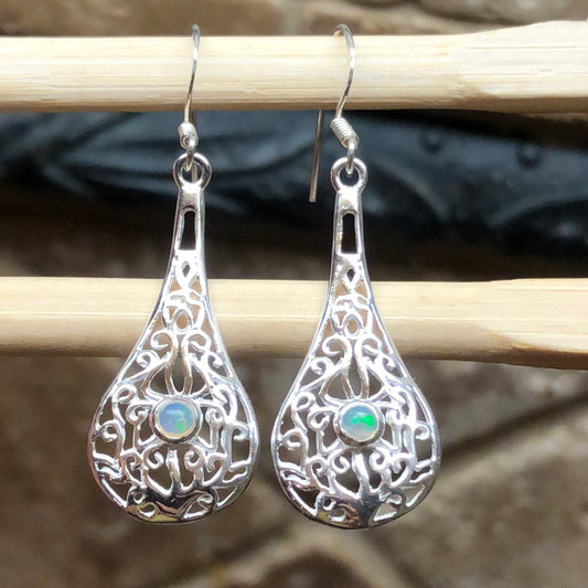 Natural Ethiopian Opal 925 Solid Sterling Silver Earrings 35mm - Natural Rocks by Kala