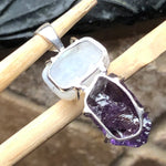 Natural Cluster Amethyst, Rainbow Moonstone 925 Solid Sterling Silver Pendant 40mm - Natural Rocks by Kala