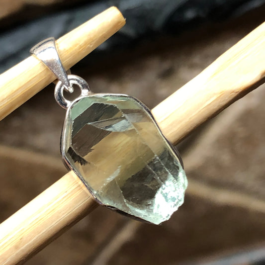 Natural Green Amethyst 925 Solid Sterling Silver Cluster Pendant 30mm - Natural Rocks by Kala